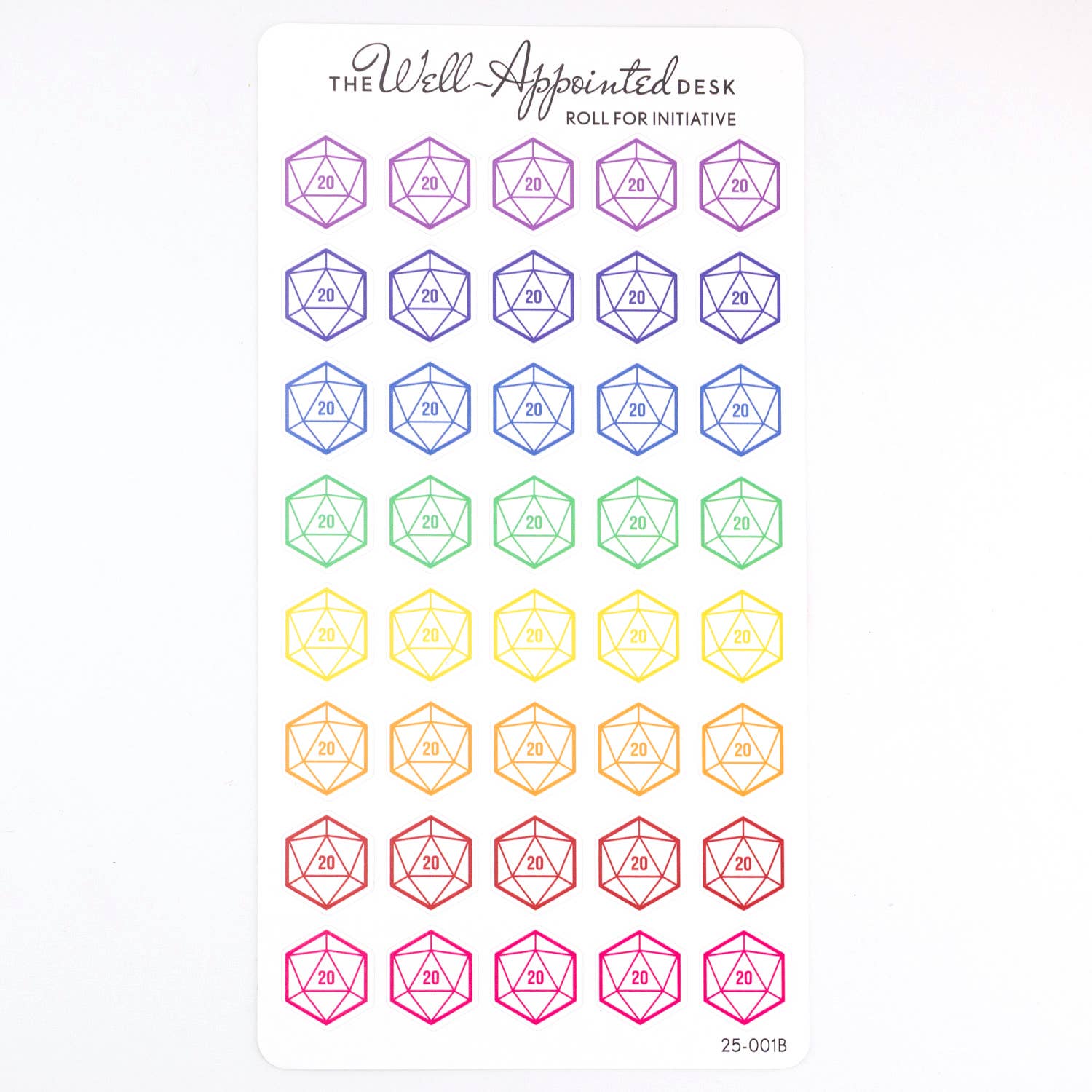 The Well-Appointed Desk - Wholesale Sticker - Roll For Initiative D20 Dice Sticker Sheet (25-001)2