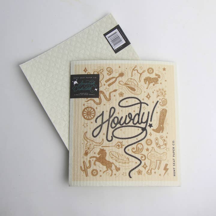 Howdy! Cowboy Swedish Dishcloth - Horse Home Decor for wholesale by Hunt Seat Paper Co.