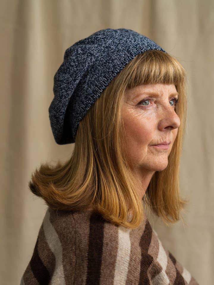 Womens Wool Beret | Cornflower Marl for wholesale by ROVE Knitwear