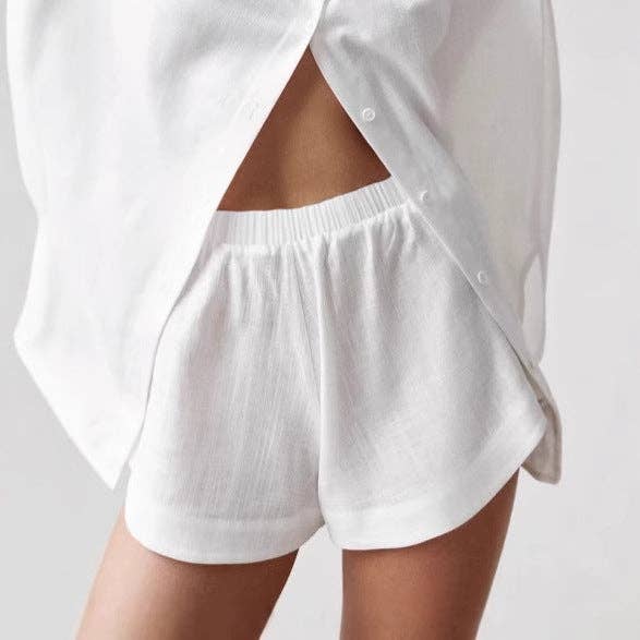 Linen Cotton Wide Short Set Long Ultra Light White N5Z640 for wholesale on Faire3