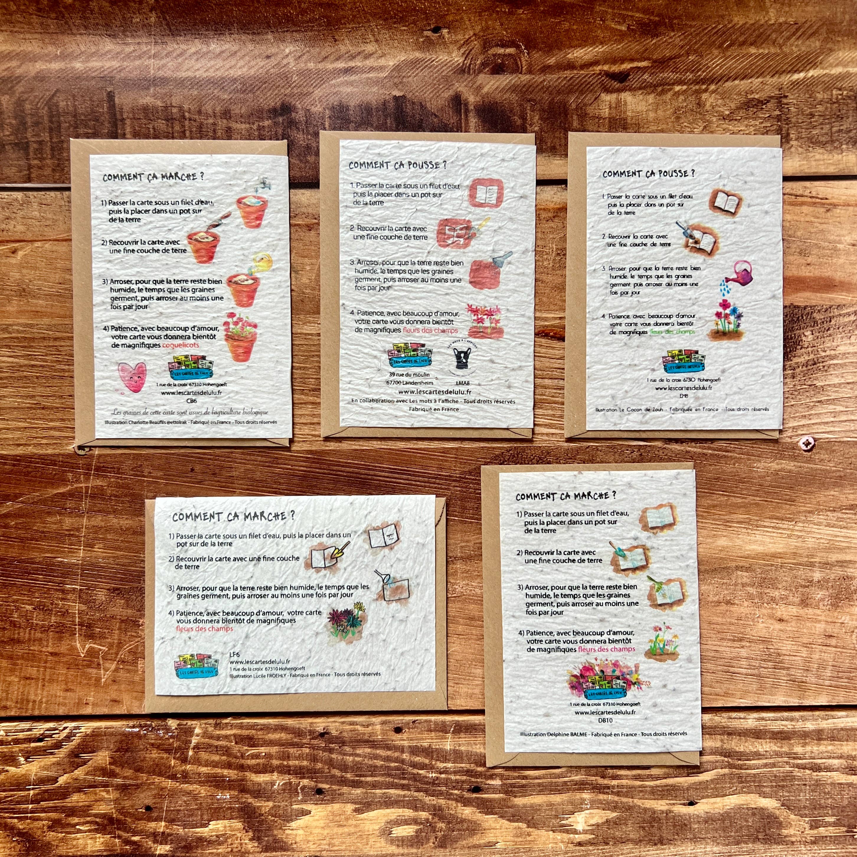 Les cartes de Lulu - Wholesale Wedding Card - Set of 3x5 wedding seeded cards (to be planted)1