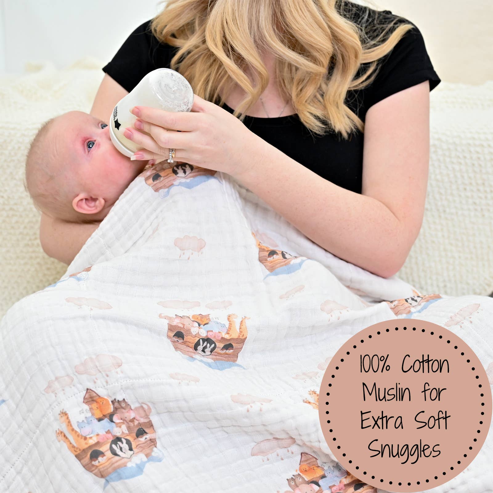 LollyBanks - Wholesale Quilt - Kids & Baby - Noah's Ark Baby Toddler Muslin Blanket3