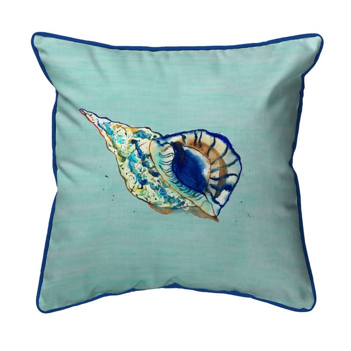 Betsy's Shell - Teal Corded Pillow for wholesale by Betsy Drake Interiors