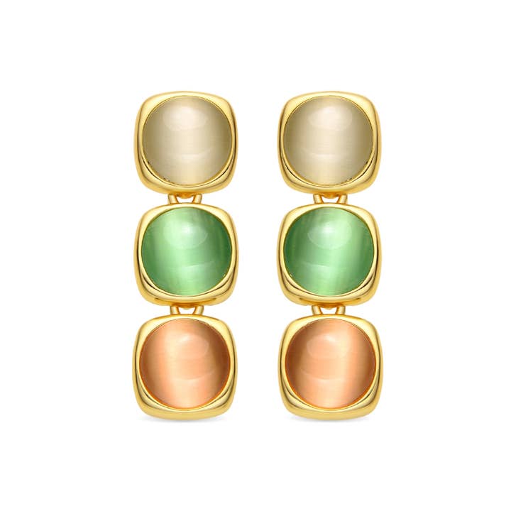 Luxenter - Wholesale Dangle Earrings - Pendientes con Ojo de Gato Multicolor acabado oro 18k - Shureo