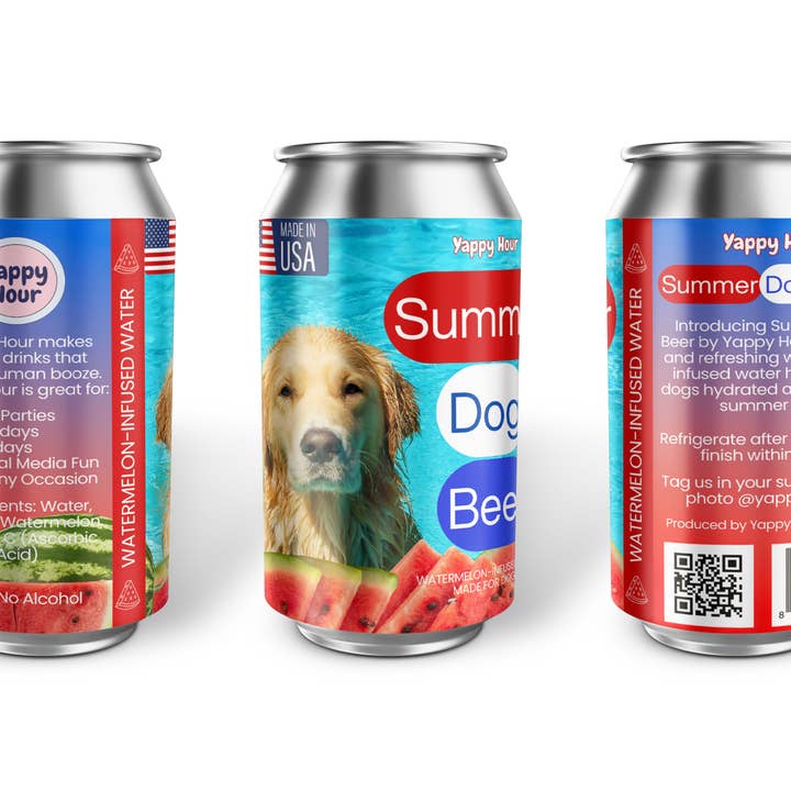 Yappy Hour - Wholesale Pet Treats - Dog - Summer Dog Beer | Watermelon | 24ct