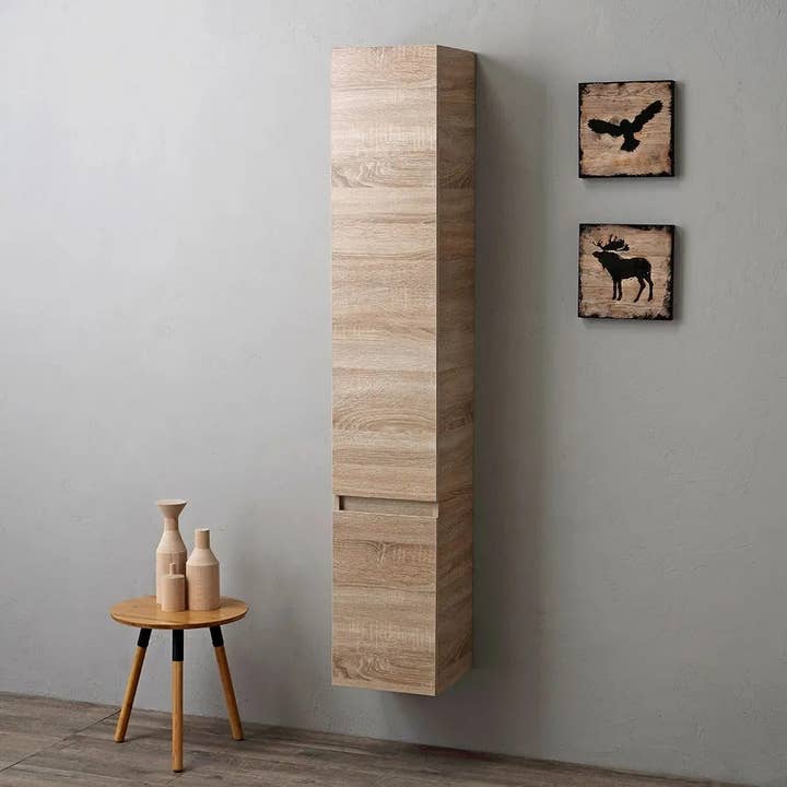 Coluna de Casa de Banho Suspensa com 2 Portas Carvalho Well | Belize por atacado de Kodicebagno Srl