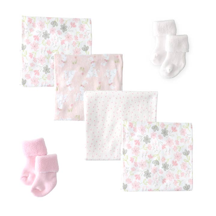 Baby Blossom Company – Großhandel Geschenkset zur Geburt für die Mutter – Baby Cupcake Geschenkset — Empfangen von Decken und Socken — Mädchen2