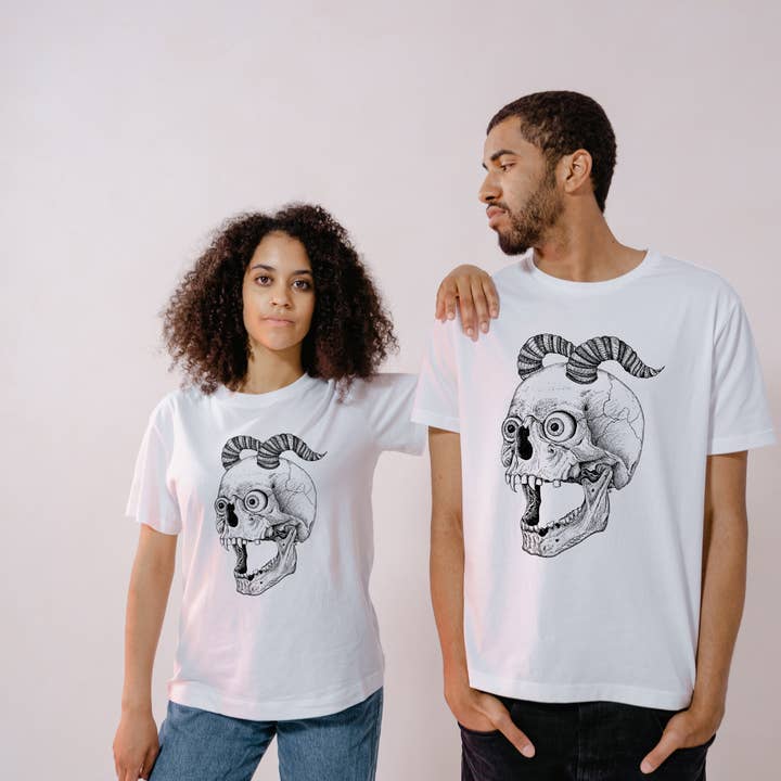 Hannah Kate Makes - Wholesale T-Shirt (Graphic) - Unisex - Screaming Skull T-shirt - White - 100% Cotton - Reg/Fitted15