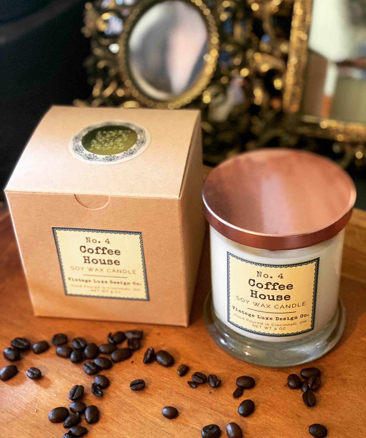 Vintage Luxe Design Co. - Wholesale Jar/Filled Candle - Coffee House 9 Oz. Soy Wax Candle * Vintage Luxury1