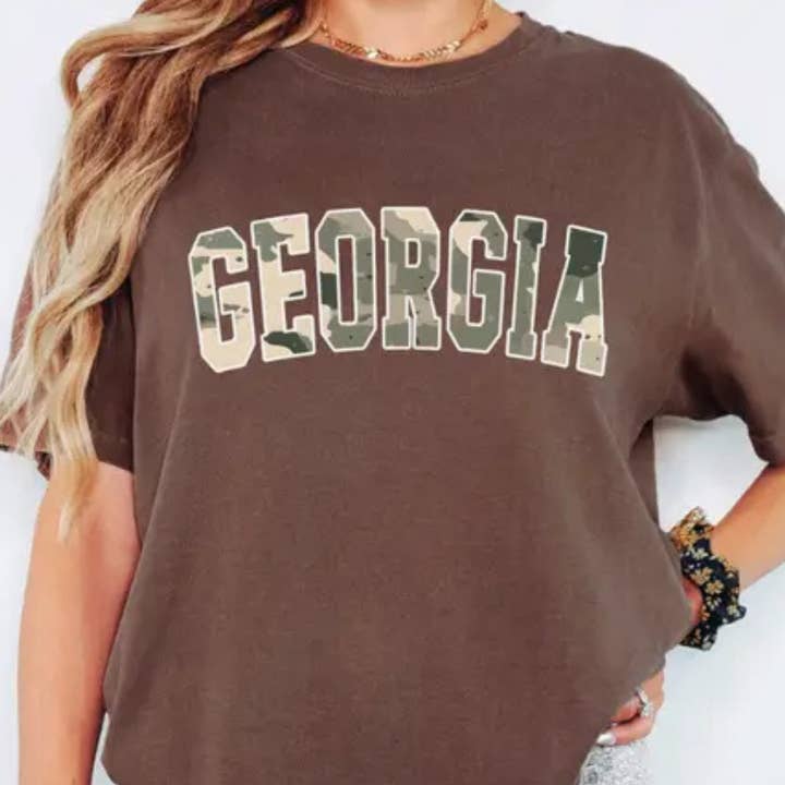 Custom Camo Collegiate Comfort Colors Tee for wholesale by MELODY FAYE