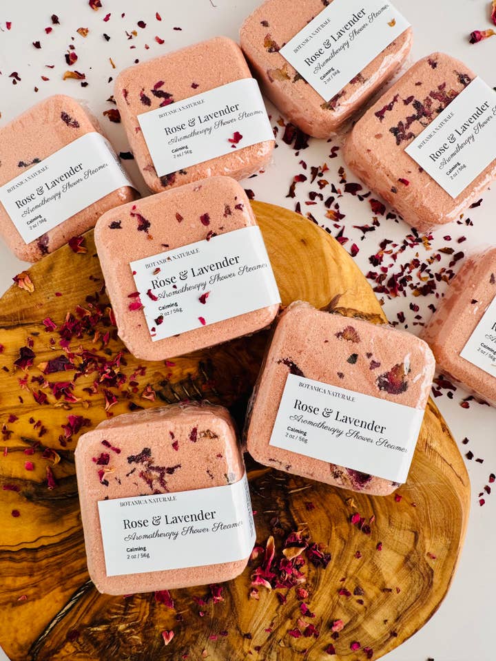 Rose & Lavender Aromatherapy Shower Steamer for wholesale by Botanica Naturale