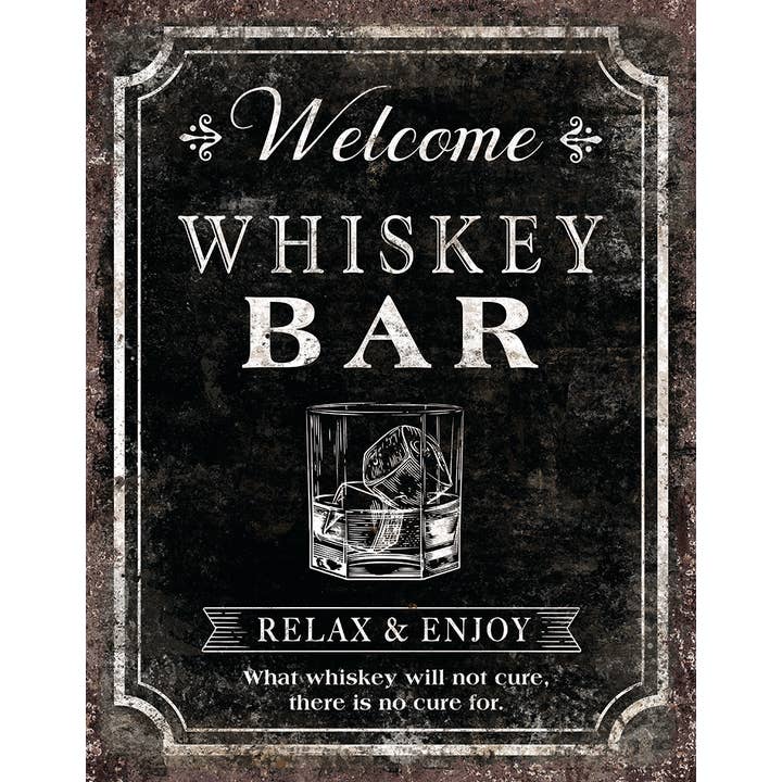 Whiskey Bar Tin Sign for wholesale by Desperate Enterprises