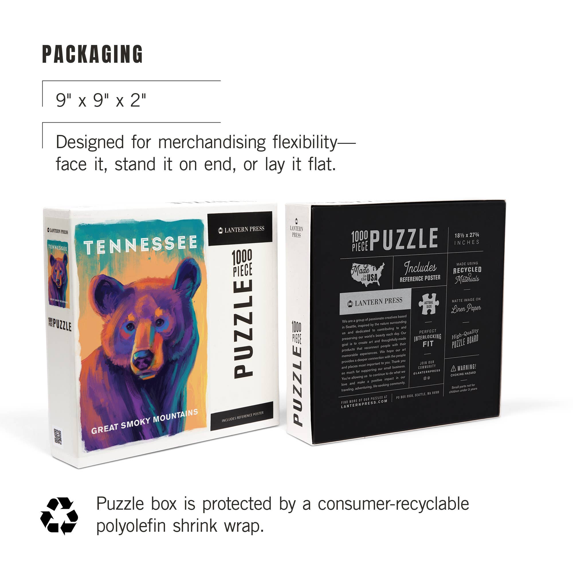 Lantern Press – wholesale Puzzle – Adult – 1000 PIECE PUZZLE Great Smoky Mountains, TN Vivid Black Bear7