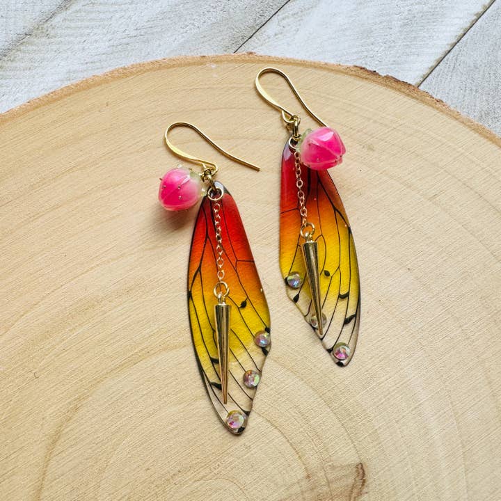 Same Sunset Design – wholesale Dangle earrings – Butterfly & Fairy Wing Punk Witchy Goth Earrings