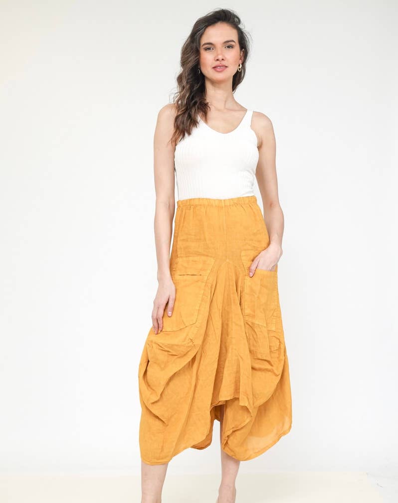 LINEN & COTTON HOUSE - Wholesale Jumpsuit - Women's - LINEN SAROUEL SKIRT WITH POCKETS 9917 663311