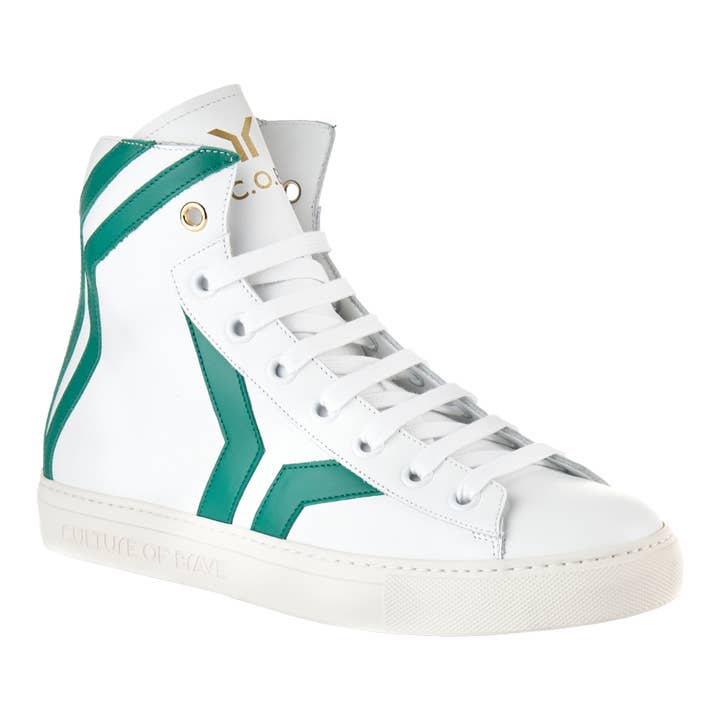 Resilient S16 Women White leather green wing mid cut for wholesale by C.O.B by Culture of Brave
