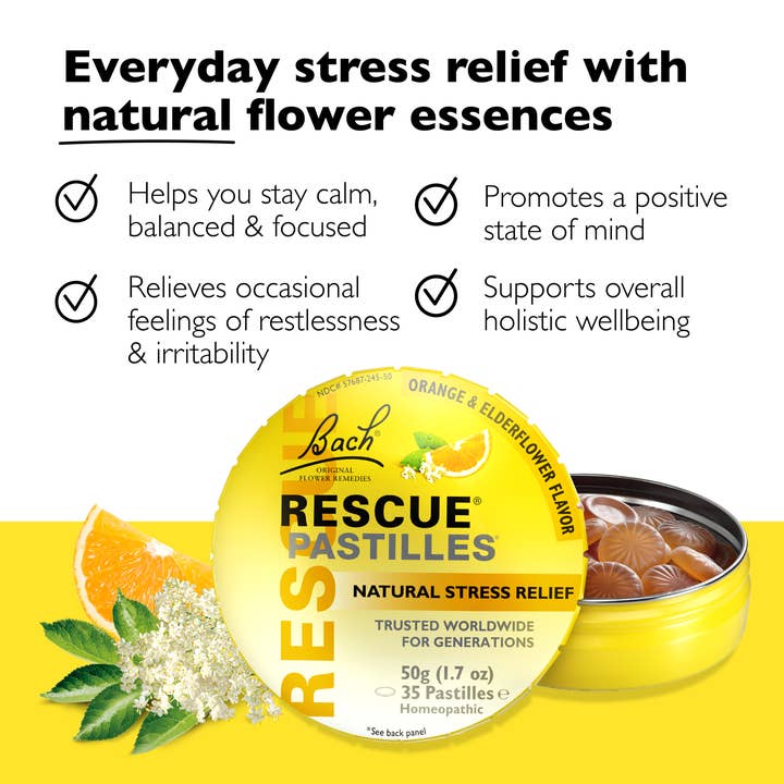 RESCUE & Bach Original Flower Remedies - Wholesale Lozenges/Cough Drops - Bach Rescue Pastilles Natural Stress Relief Lozenges 50g9