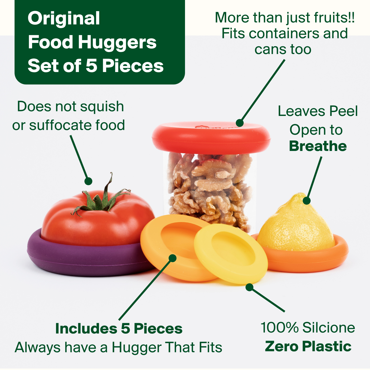 Food Huggers - Wholesale Food Storage Wrap/Bag - Reusable Silicone Food Savers – Autumn Harvest (Set of 5)4