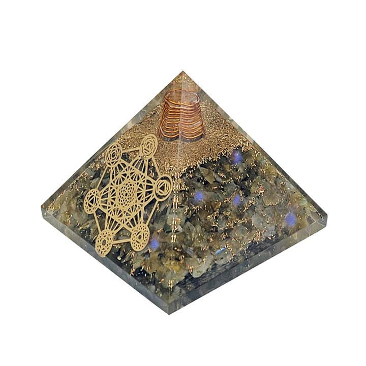 Artisans de Madagascar - Wholesale Spiritual Stone/Crystal - Metatron Labradorite Orgonite Pyramid 7.5 cm1
