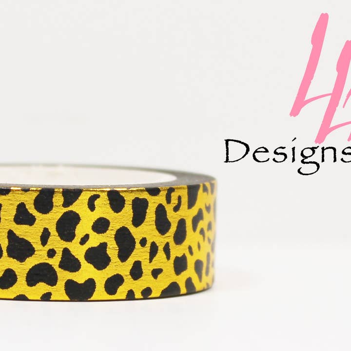 Washi Tape Rolls | Leopard Print Gold Foil | Washi Tape Size: 15mm x 10mm | SKU # WT0020 for wholesale by LLB Designs Studio