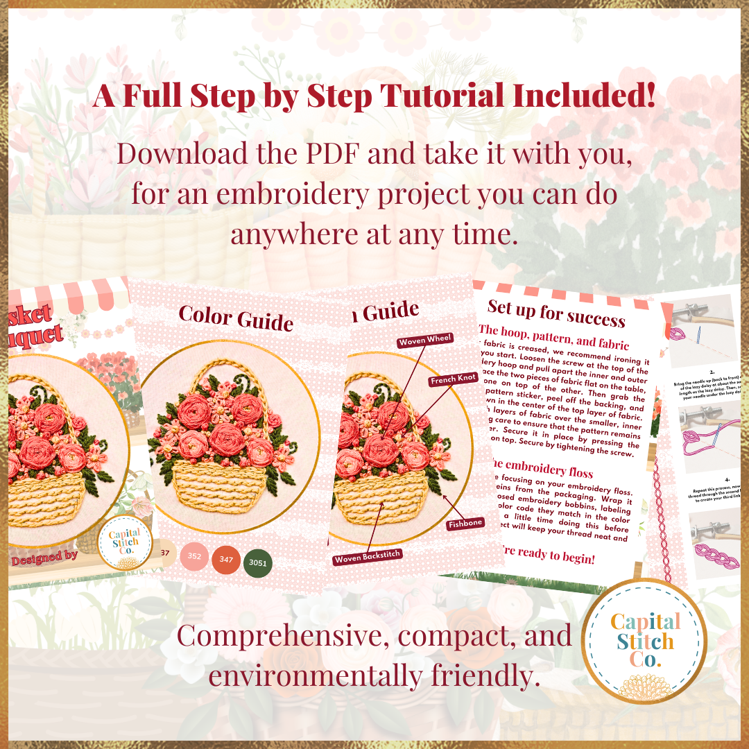Capital Stitch Co. - Vente Accessoire de broderie/point de croix - Kit de Broderie Miniature Bouquet de Panier2
