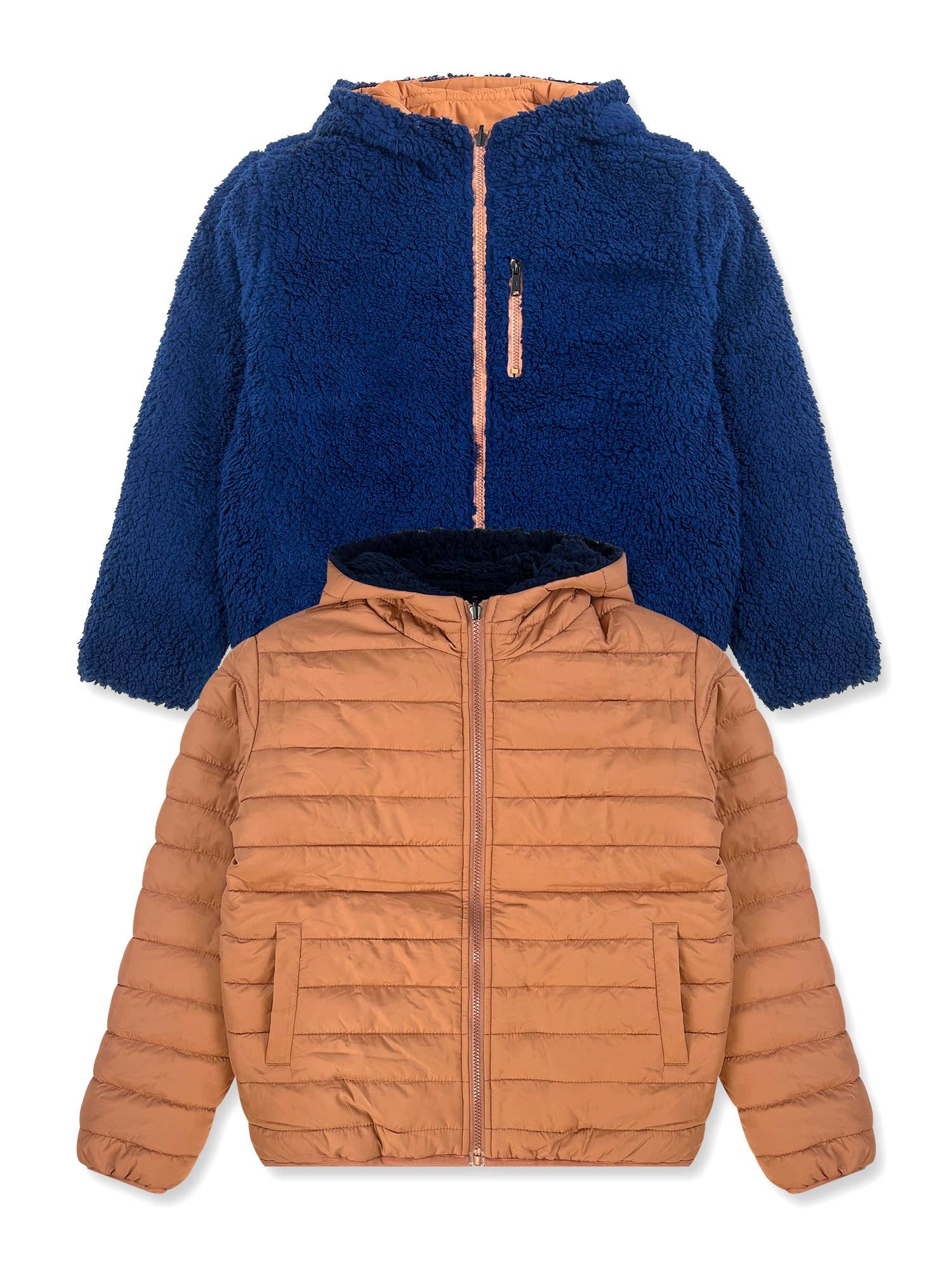 Chase USA International - Wholesale Puffer Jacket - Kids - Boys’ Reversible Jacket with Sherpa Lining #J480