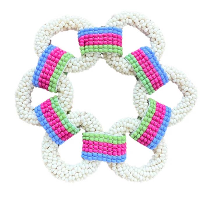 Links Bracelet in Ivory, Periwinkle, Pink and Green for wholesale by Beth Ladd Collections