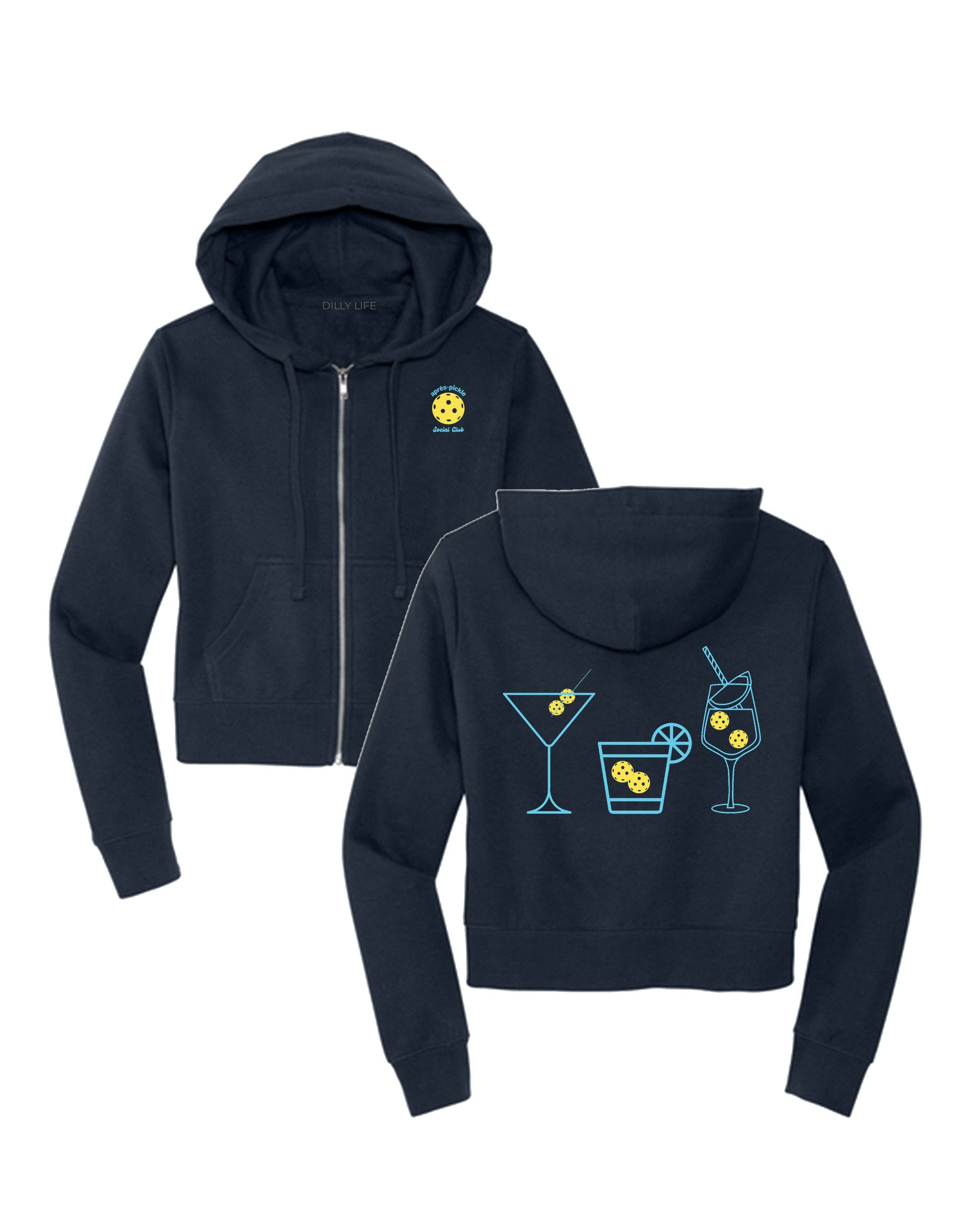 Navy Hoodie zippé court ajusté Spritz du Club Social pour femmes en bleu marine en vente sur Faire0