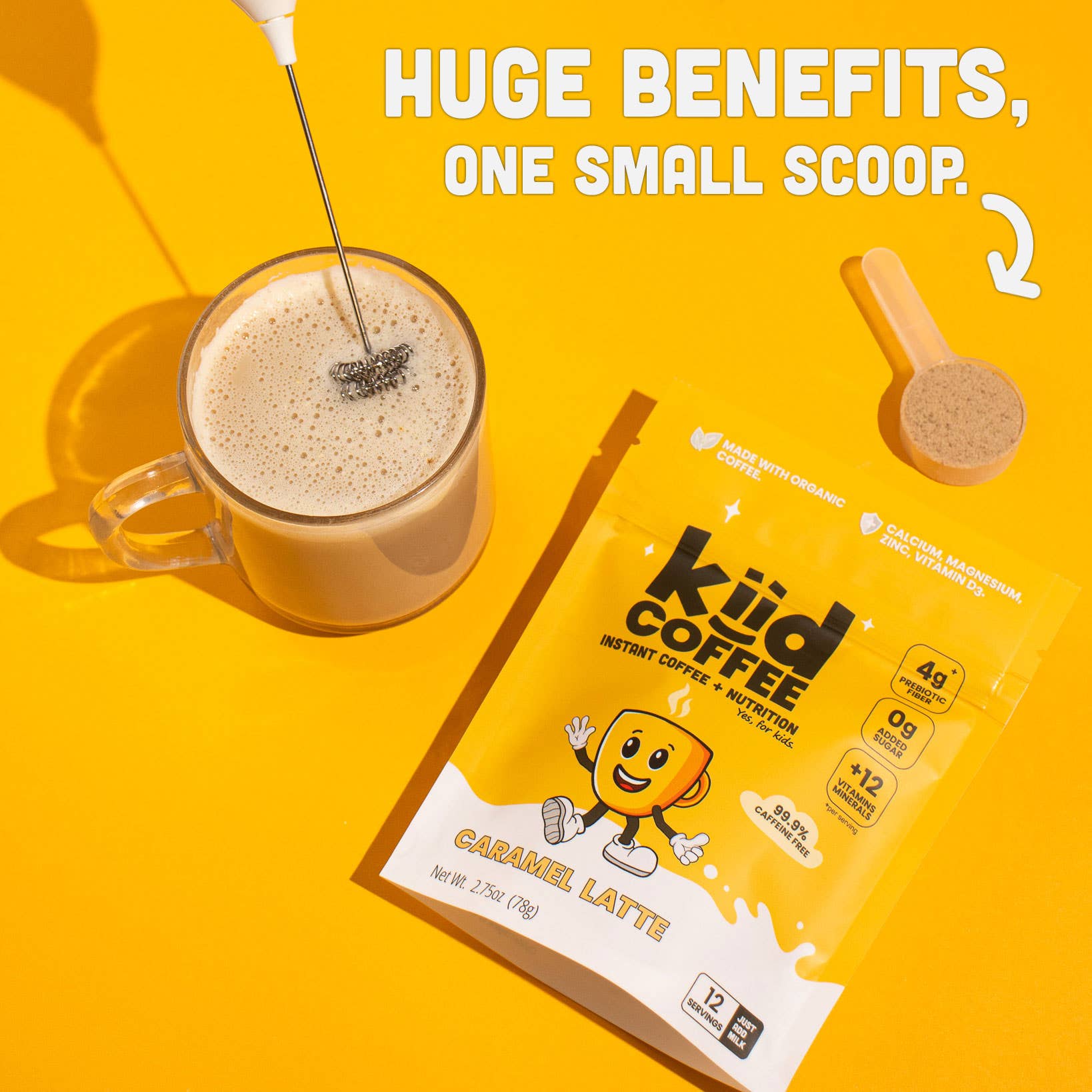 Kiid Coffee - Wholesale Instant Coffee/Espresso - Kiid Coffee Superfood Latte - 12-Serving  (Case of 6)6