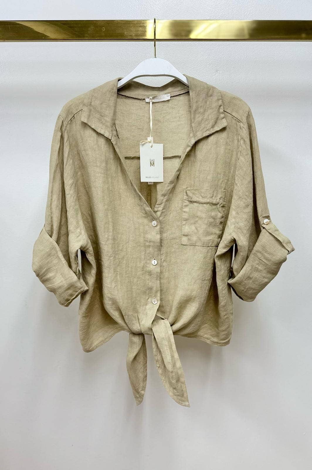 MILIO MILANO - Wholesale Button Down Shirt - Women's - LINEN FRONT TIE BUTTON SHIRT (23.2277/80807/224020)12