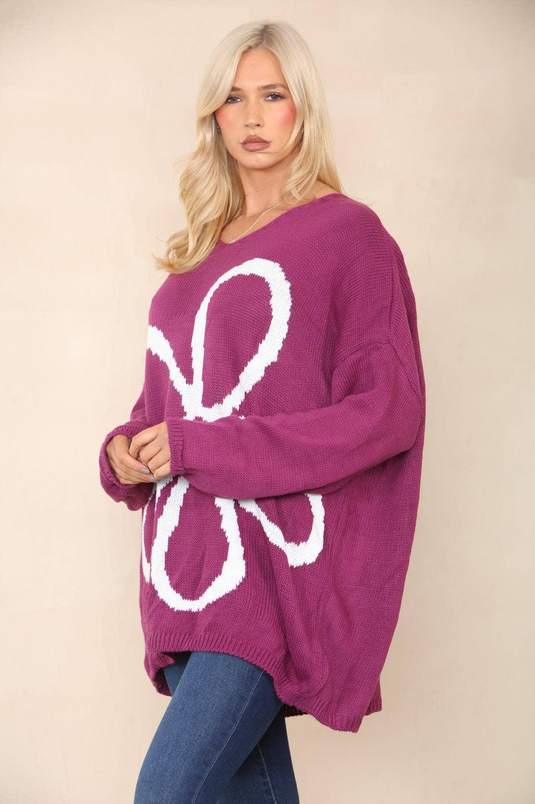 Miss Bold - Wholesale Tunic Sweater - Women's - Italian Oversized Floral Print Knitted Jumper Top25