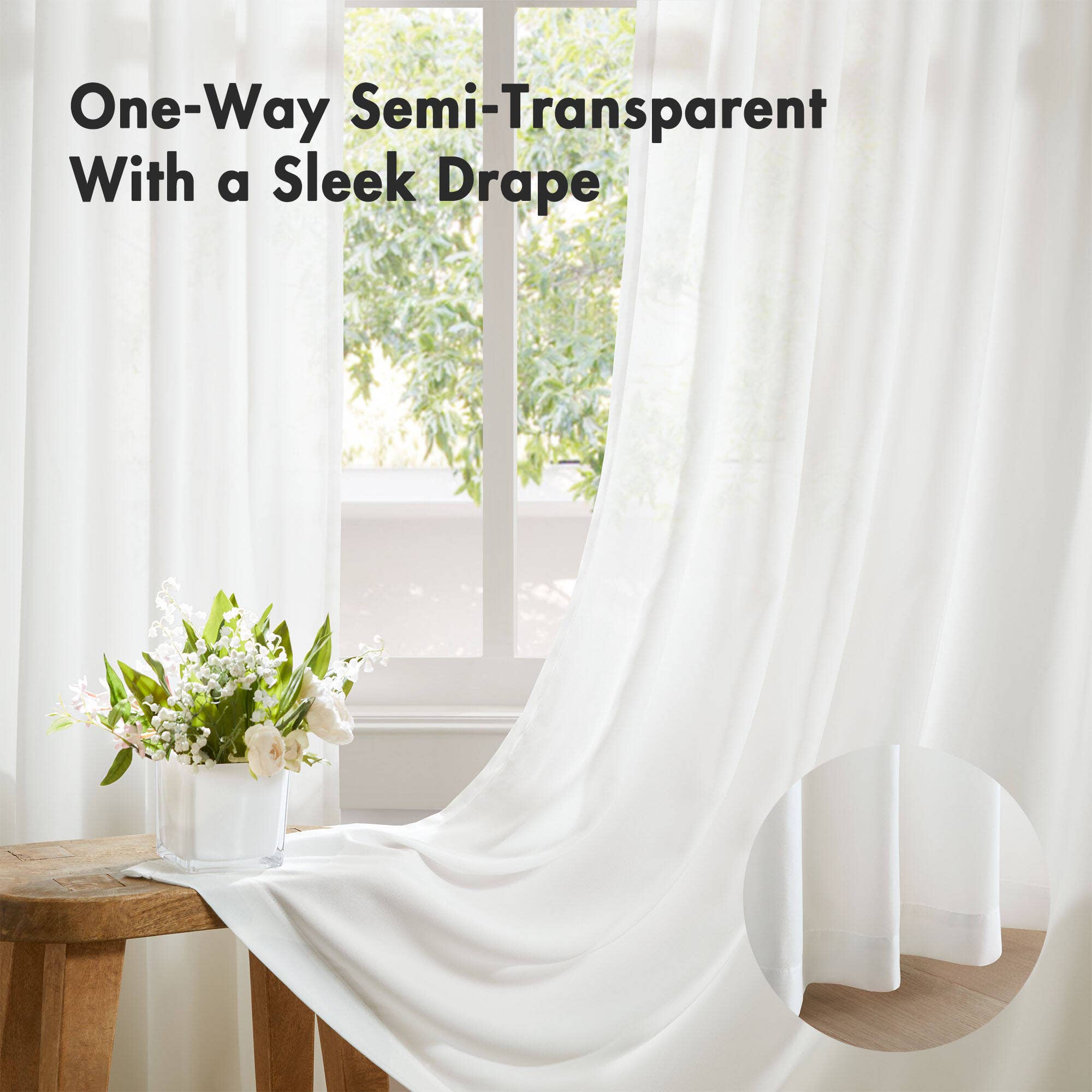 Olliix - Wholesale Curtain - Semi-Transparent White Light Filtering Privacy Curtain Pair5