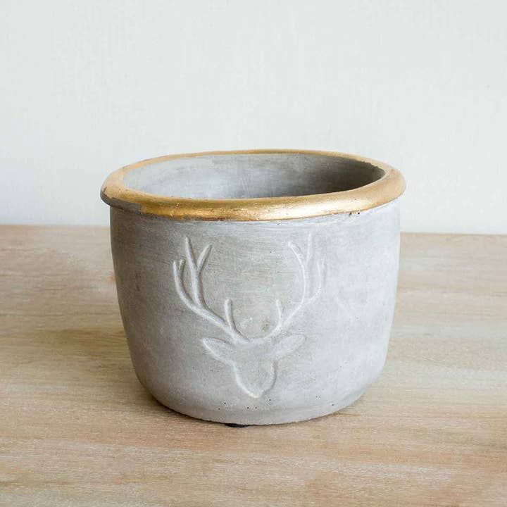 The Royal Standard - Wholesale Candle Holder - Stockholm Stag Candle Holder Gray/Gold 3.25x4.5x3.25
