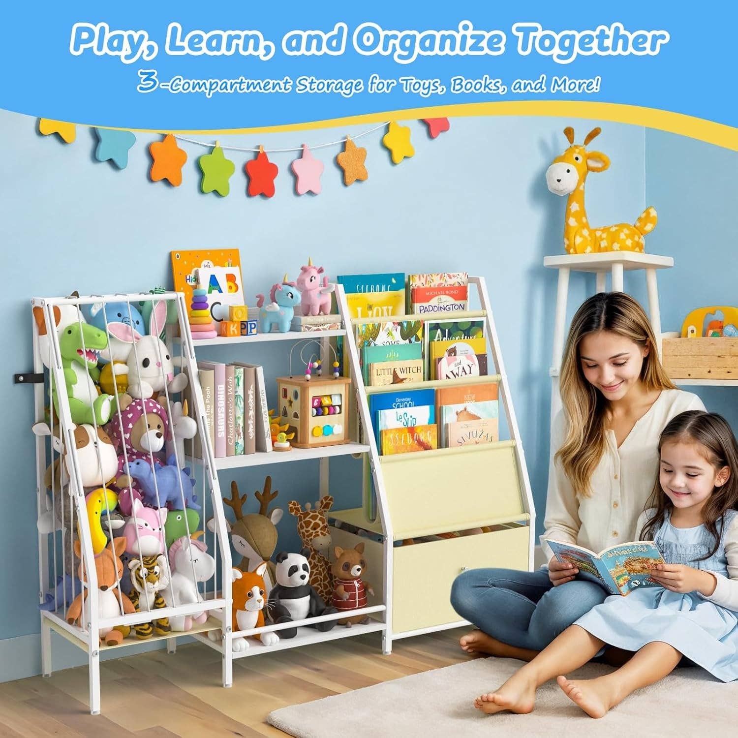 ShipItFurniture - Wholesale Bookcase - Kids Bookshelf 3 Tier Bookcase With Toy Organizer For Kids Rooms6