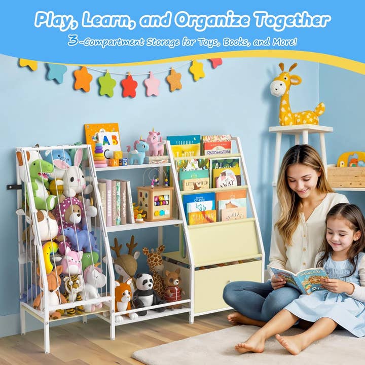 ShipItFurniture - Wholesale Bookcase - Kids Bookshelf 3 Tier Bookcase With Toy Organizer For Kids Rooms6