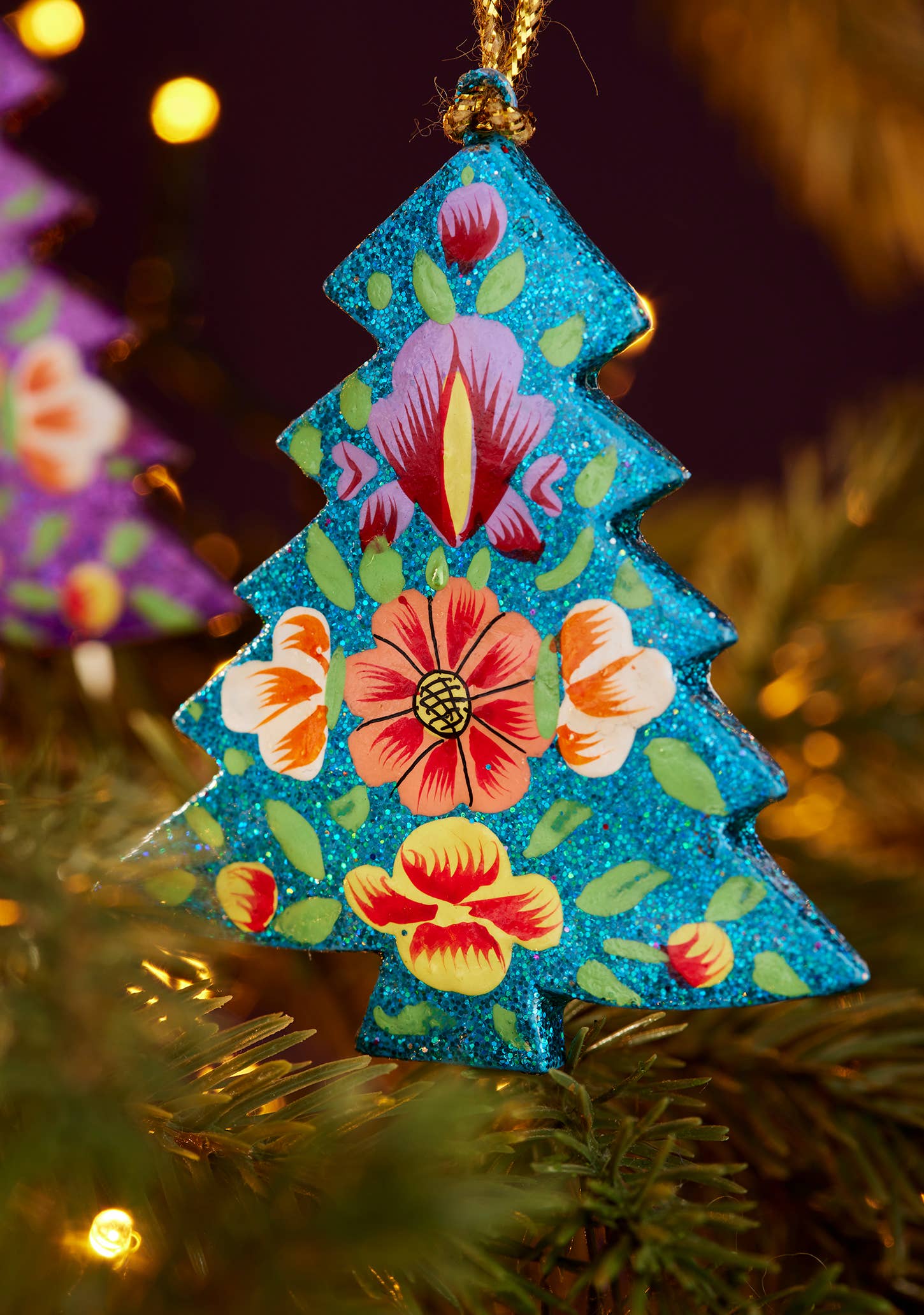 Namaste - Wholesale Christmas decoration - Kashmiri Floral Tree Handpainted Christmas Decoration3