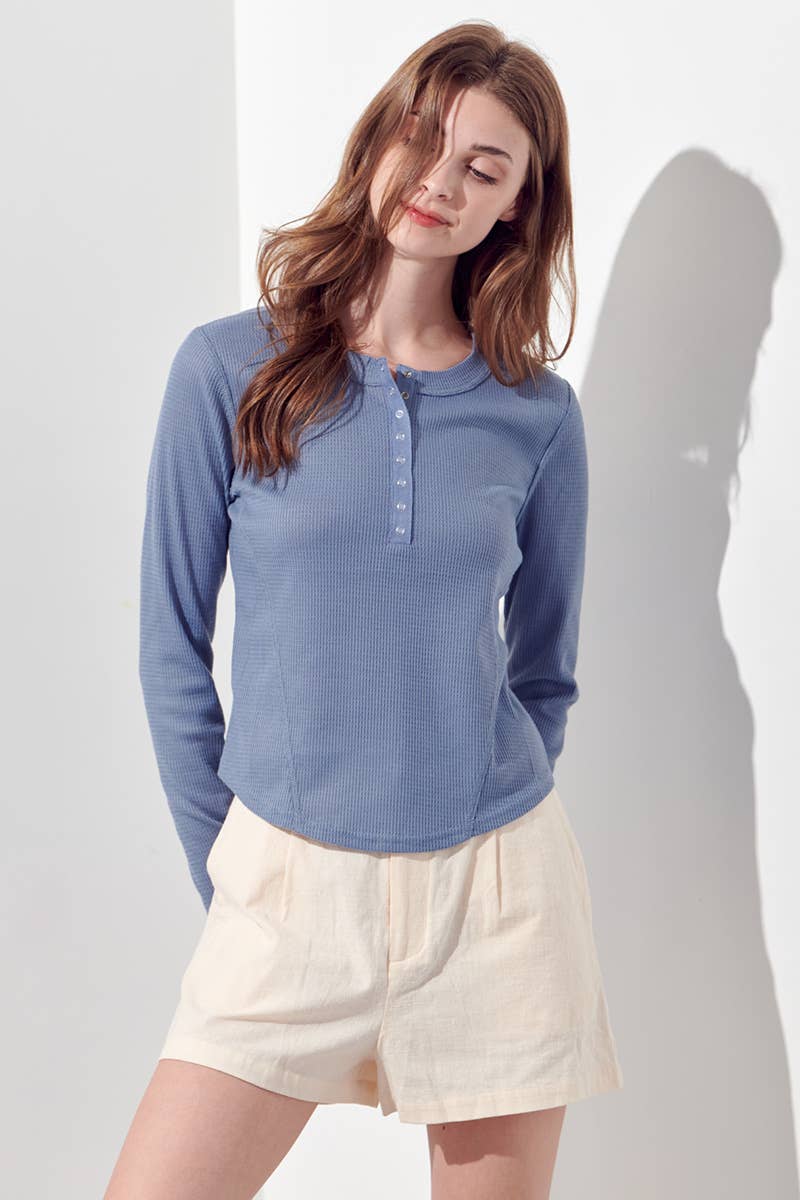 Petal Dew – Großhandel Strickoberteil – Damen – Langarmshirt mit Waffelmuster P0009622