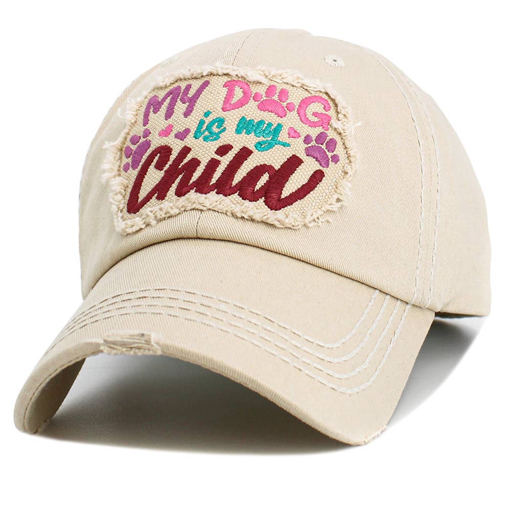 Sensibling Corp. - Wholesale Baseball Cap - Women's - MY DOG IS MY CHILD Message Vintage Baseball Cap
1