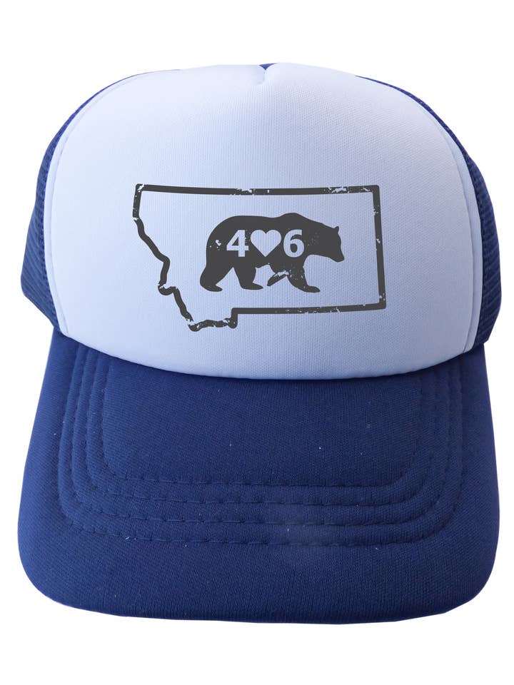 Sombrero infantil azul marino con oso Montana gris para venta al por mayor de Montana Tees