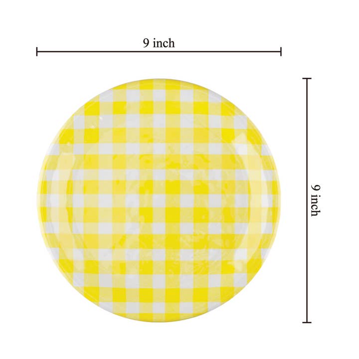 Supreme Housewares - Wholesale Dinner Plate - Gingham 9" Melamine Plates, Yellow
