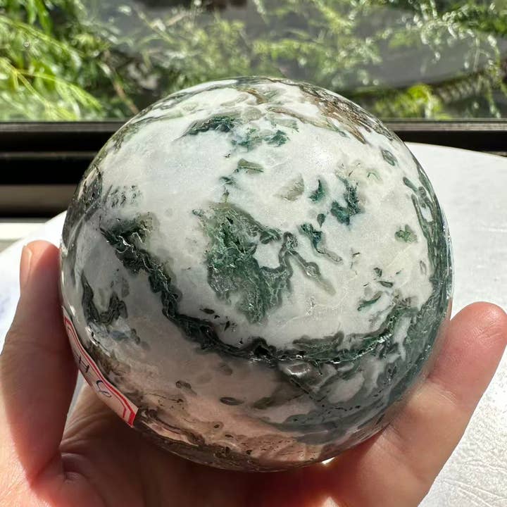 Moon Rituals - Wholesale Spiritual stone/crystal - Large Natural Moss Agate Sphere | Grounding & Nature Connection Crystal - christmas crystal gift #49