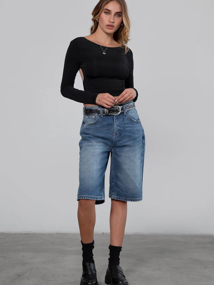 BLUE TERRI Denim Baggy Dad Skater Jorts
PJ29851-TERRI for wholesale on Faire
