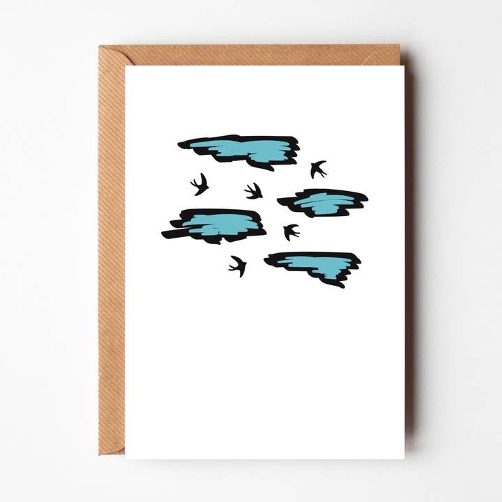 Soar linocut inspired greeting card (blank inside) for wholesale by Stellabox Designs