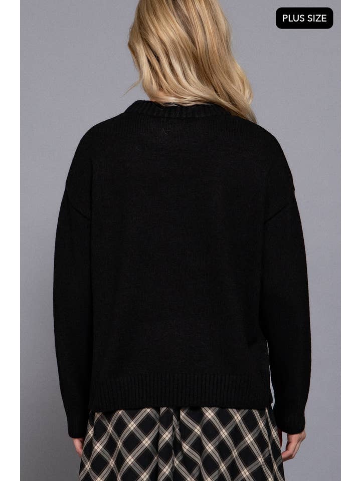 Active Basic | Active USA - Wholesale Knit Sweater - Women's - Long Sleeve Crew Neck "NEW YORK" Lettering Sweater Top2