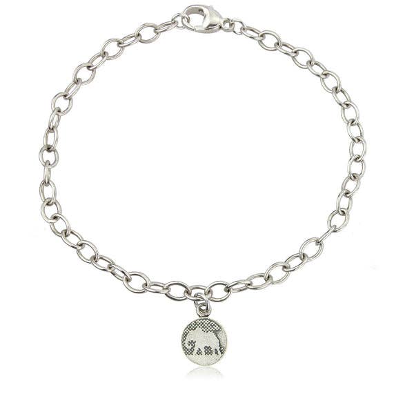 LITTLE ELEPHANT BRACELET, STERLING SILVER & OXIDISED DETAIL for wholesale by Charlotte Lowe