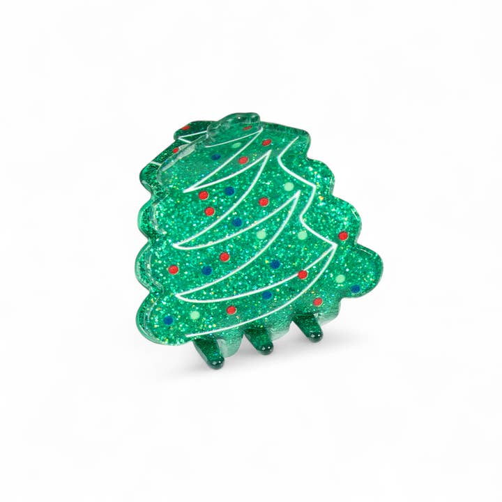 Pinza pequeña para el cabello en forma de árbol de Navidad en purpurina verde para venta al por mayor de Last True Angel