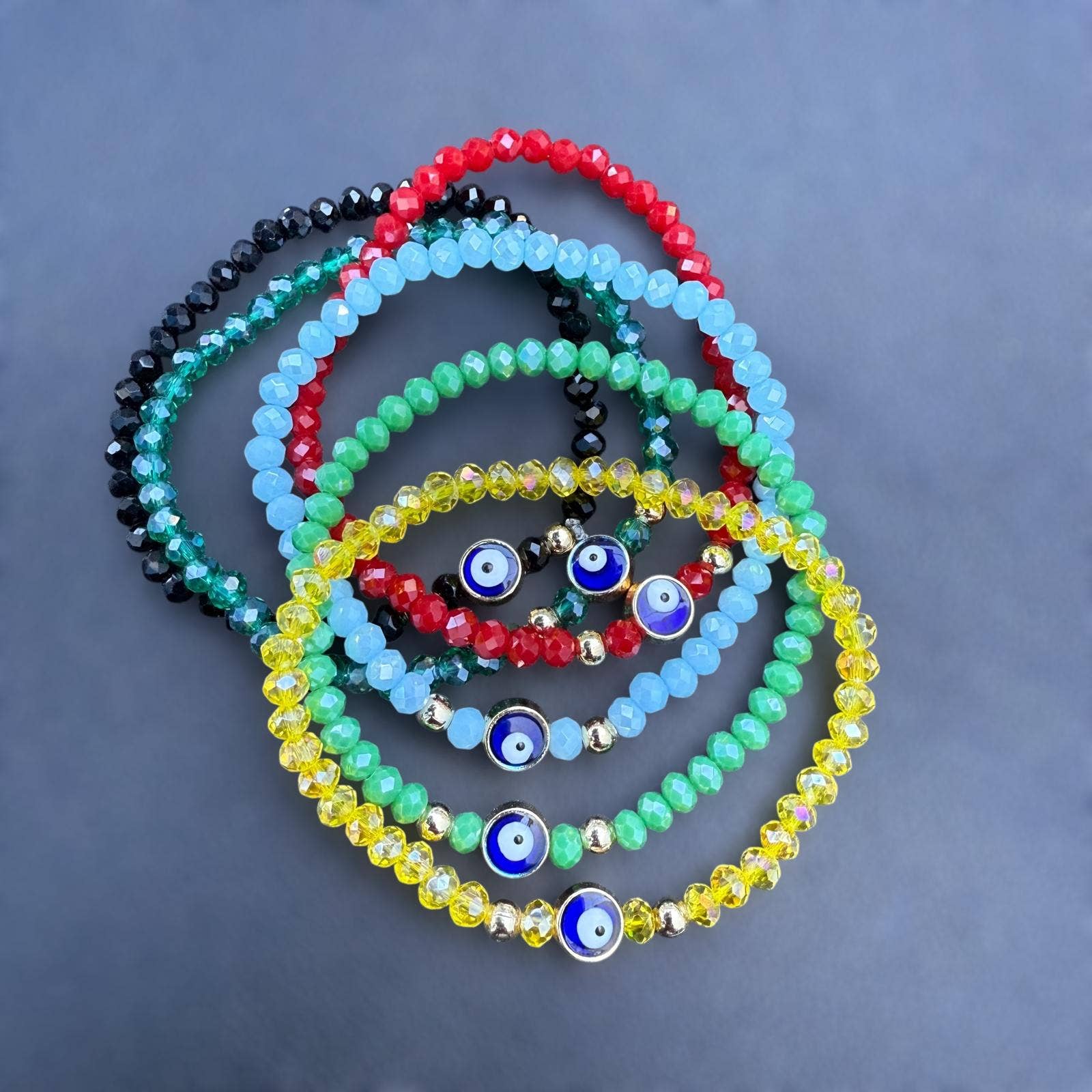 Loli - Wholesale Beaded Bracelet - Stretchy Bracelet |12 Color Mix Set | Evil Eye 4 mm Crystal 1
