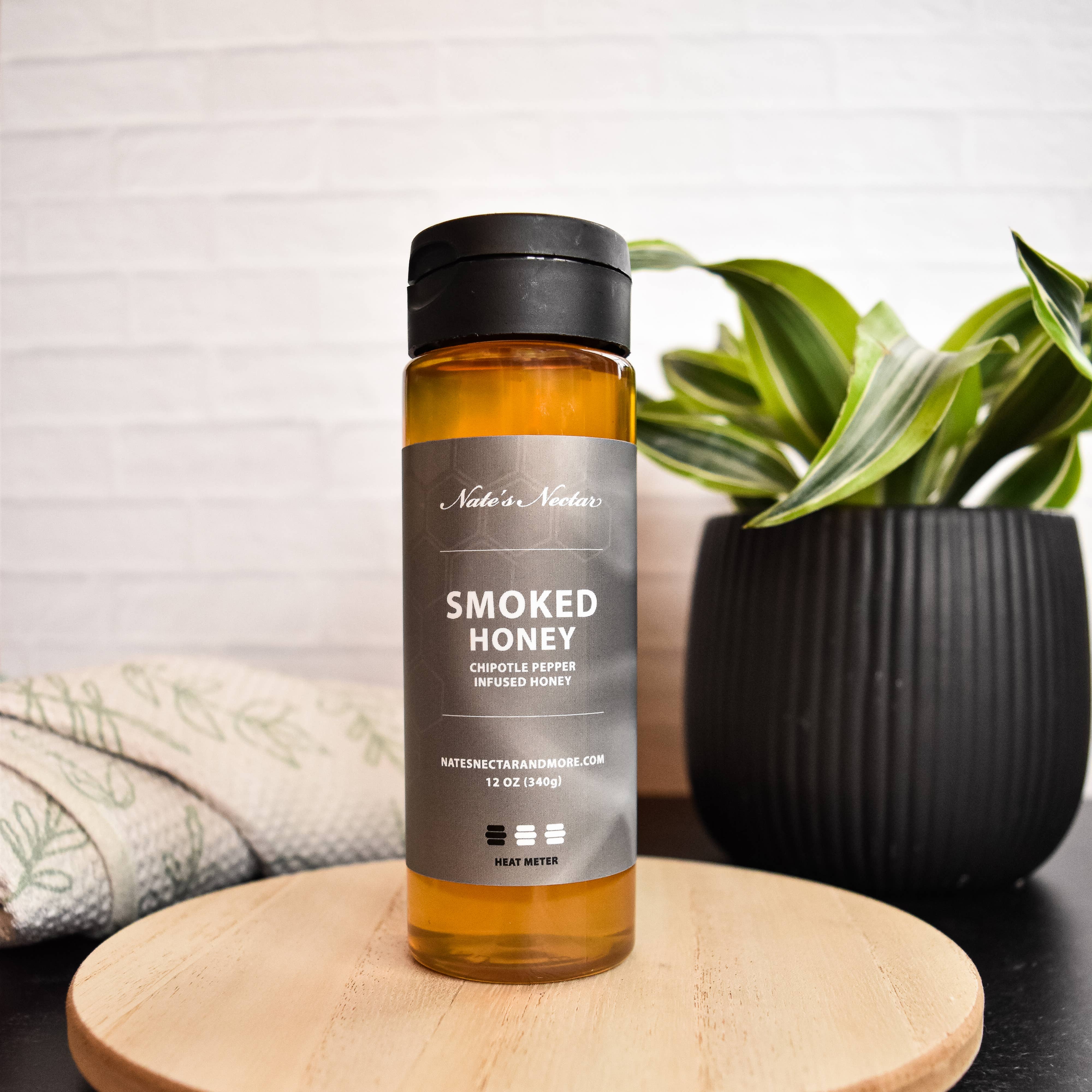 Nate's Nectar - Vente Miel - Miel fumé, bouteille compressible en plastique1