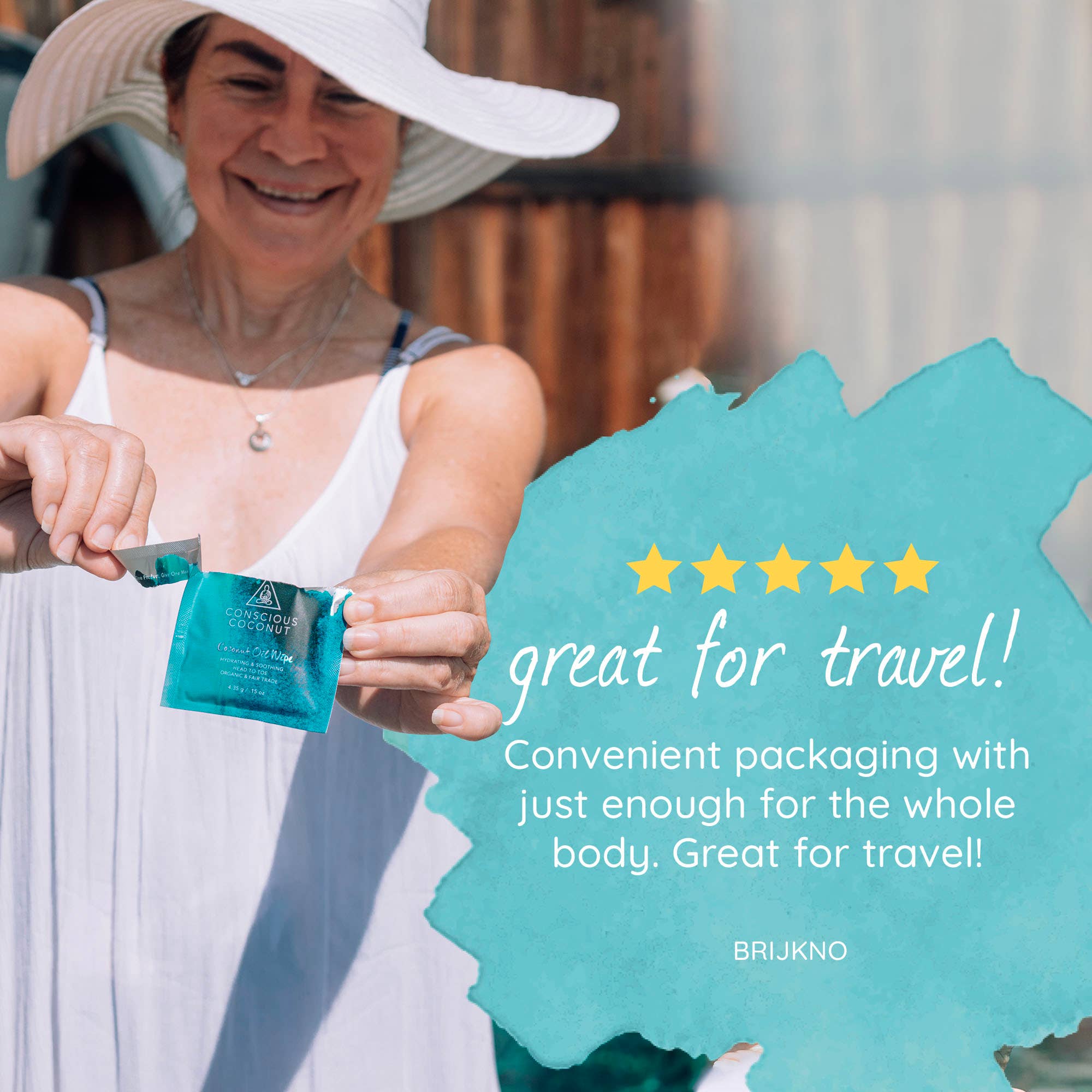 Conscious Coconut - Wholesale Face & Body Wipes - Coconut Oil Wipes for Rashes, Sunburns & Hydration (5 Wipes)6