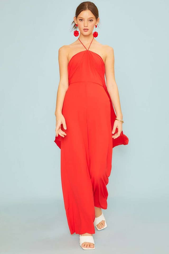 Main Strip – wholesale Jumpsuit - Dam – Crepe Med Draping Overlay och Breda Ben14